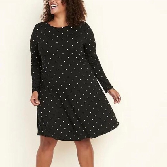 Old Navy Jersey Knit Swing Dress Polka 
